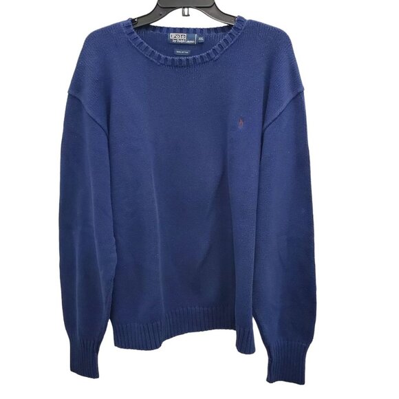 Polo‎ by Ralph Lauren Vintage Men's Big & Tall Navy Brown Pony Crew Sweater XXL - Picture 1 of 4